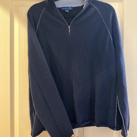 100% Cashmere Navy Quarter Zip Sweater - Picture 3 of 4